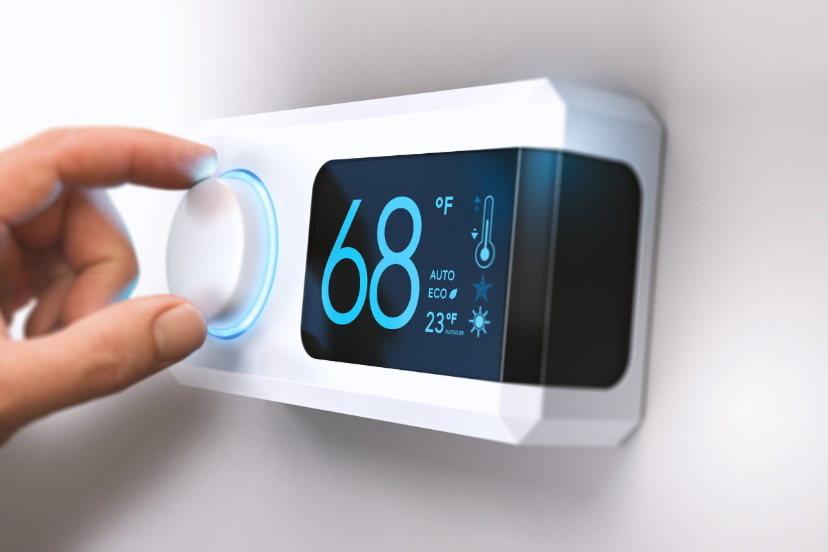 theromstat showing the heating temperature of 68 in a Boise ID house - IMS365HVAC - Innovative Mechanical Solutions